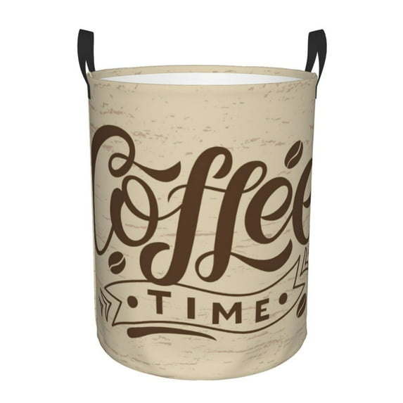 Kll Coffee Time Waterproof Foldable Laundry Hamper Bucket With Handles For Storage Bin,Kids Room,Home Organizer (Small)
