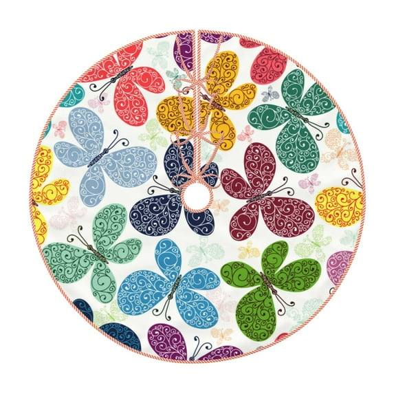 Kll Colorful Butterflies Christmas Tree Skirt 30",Party Decorations Farmhouse For Christmas Decorations Holiday Party