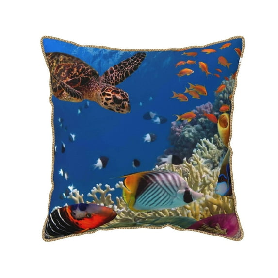 Kll Colorful Coral Reef Decorative Throw Pillow Covers Velvet Soft For Couch Sofa Bedroom Living Room Outdoor -16"X16"