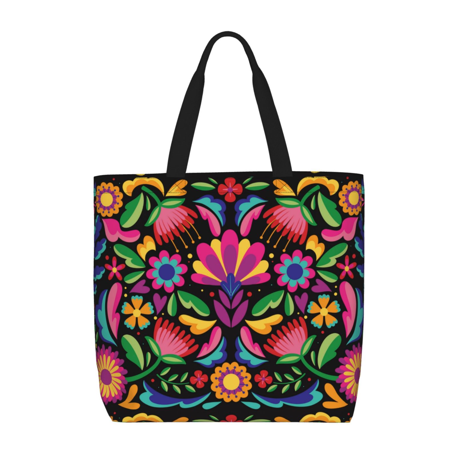 Colorful Patterned Tote Bag Reversible Oilcloth Totebag - Blue Strawberry with Blue  main image 2