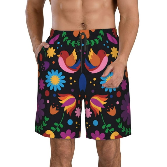 Kll Colorful Floral2 Men'S Casual Summer Beach Shorts Hawaiian Shorts With Pockets-Xx-Large