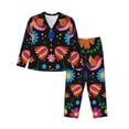 thumbnail image 1 of Kll Colorful Floral2 Print Women'S Long Sleeve Pajamas With Pants Sleepwear Loungewear 2 Set-Medium, 1 of 9