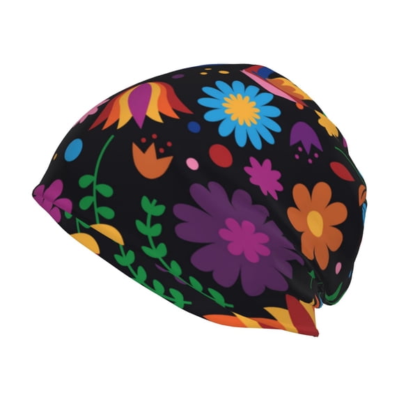 Kll Colorful Floral2 Winter Fall Beanie Knit Hats For Men & Women - Warm & Soft Stylish Toboggan Caps For Cold Weather