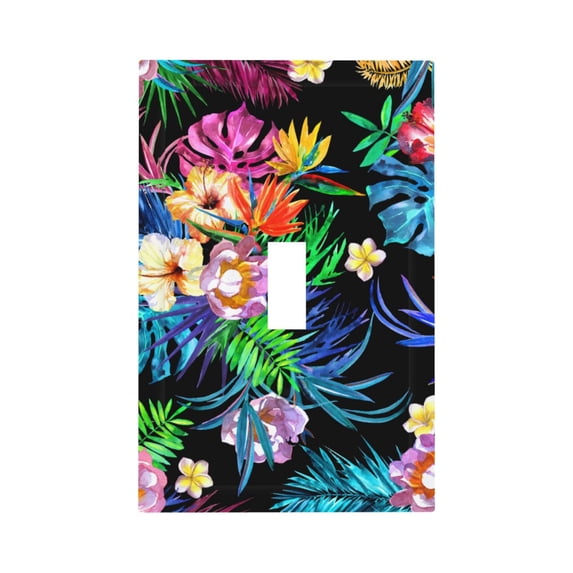 Kll Colorful Flowers Wall Plate,Gloss Finish,Standard Size 1 - 5" X 3", Polycarbonate Thermoplastic,Electric Receptacle Plug Covers