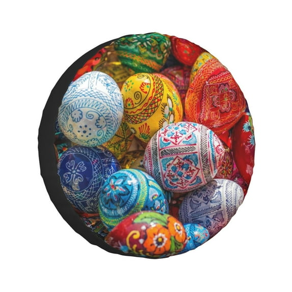 Kll Colorful Hand Painted Easter Eggs Tire Cover,Universal Wheel Tire Cover For Trailer, Rv, Suv, Truck,Camper And Many Vehicle,(17 Inch)