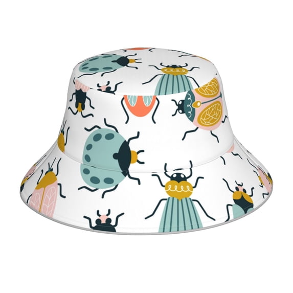 Kll Colorful Insects Bucket Hat For Women Men Packable Travel Beach Sun Hat Outdoor Rave Accessories Reflective Fisherman Cap