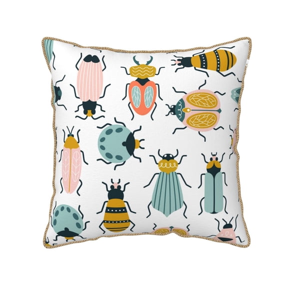 Kll Colorful Insects Decorative Throw Pillow Covers Velvet Soft For Couch Sofa Bedroom Living Room Outdoor -20"X20"
