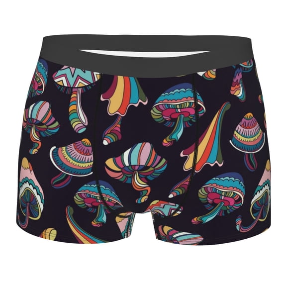 Kll Colorful Mushrooms In Doodle Style Men'S Cotton Boxer Briefs Underwear-Small