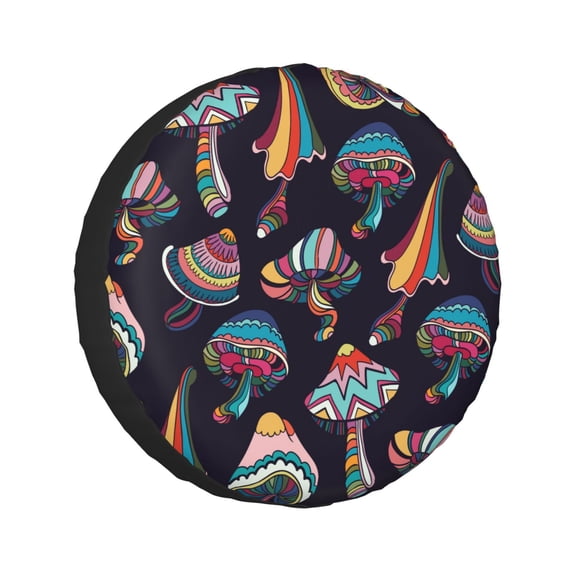 Kll Mushroom Doodle Tire Cover,Universal Wheel Tire Cover For Trailer, Rv, Suv, Truck,Camper And Many Vehicle,(16 Inch)