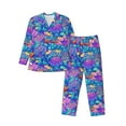 thumbnail image 1 of Kll Colorful Mushrooms Sleepwear Mens Flannel Pajamas,Long Cotton Pj Set, 1 of 9