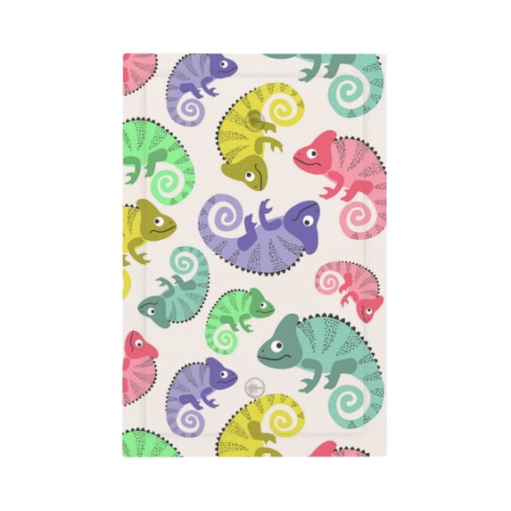 Kll Colorful Pattern With Cute Chameleons Wall Plate,Gloss Finish,Standard Size 1 - 5" X 3", Polycarbonate Thermoplastic,Electric Receptacle Plug Covers