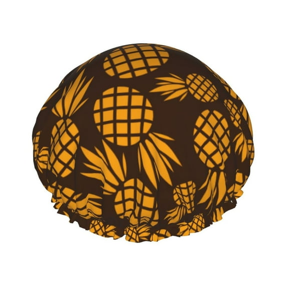 Kll Colorful Pineapple Pattern Shower Cap & Bath Cap For Women,Reversible Oversized Waterproof Shower Caps For All Hair Lengths,Elastic Reusable Bathing Hair Cap