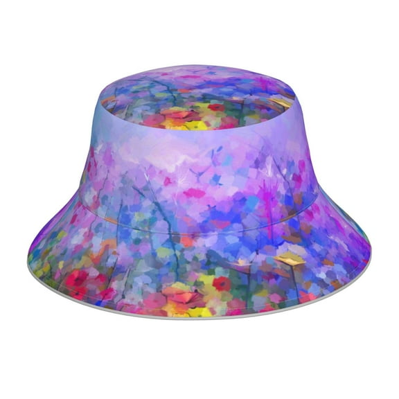 Kll Colorful Purple Cosmos Flower Bucket Hat For Women Men Packable Travel Beach Sun Hat Outdoor Rave Accessories Reflective Fisherman Cap