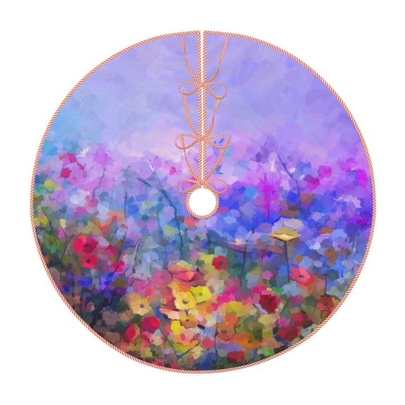 Kll Colorful Purple Cosmos Flower Christmas Tree Skirt 30",Party Decorations Farmhouse For Christmas Decorations Holiday Party