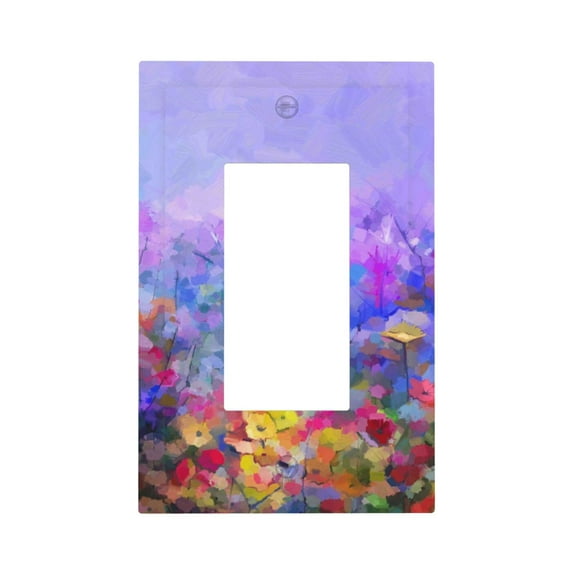Kll Colorful Purple Cosmos Flower Wall Plate,Gloss Finish,Standard Size 1 - 5" X 3", Polycarbonate Thermoplastic,Electric Receptacle Plug Covers