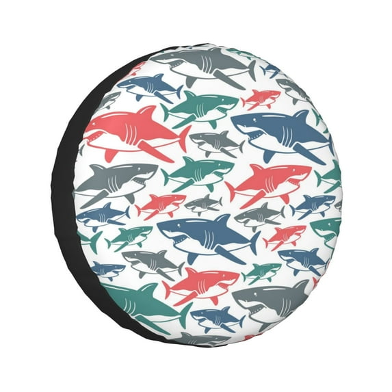 Kll Colorful Shark Tire Cover,Universal Wheel Tire Cover For Trailer, Rv, Suv, Truck,Camper And Many Vehicle,(16 Inch)