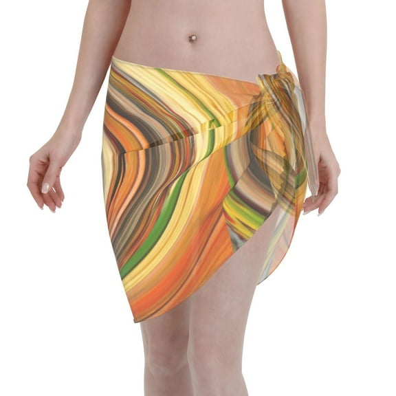 Kll Colorful Swirl Print Women'S Sarong Coverups Short Bathing Suit Wrap Skirt Beach Wrap Swimsuit Cover Ups
