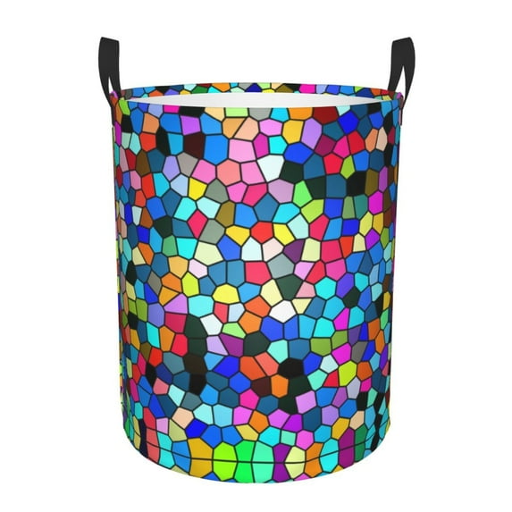 Kll Colorful Tie Dye Stained Glass 2 Waterproof Foldable Laundry Hamper Bucket With Handles For Storage Bin,Kids Room,Home Organizer (Small)