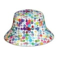 thumbnail image 1 of Kll Colorful Watercolor Dots Bucket Hat For Women Men Packable Travel Beach Sun Hat Outdoor Rave Accessories Reflective Fisherman Cap, 1 of 9