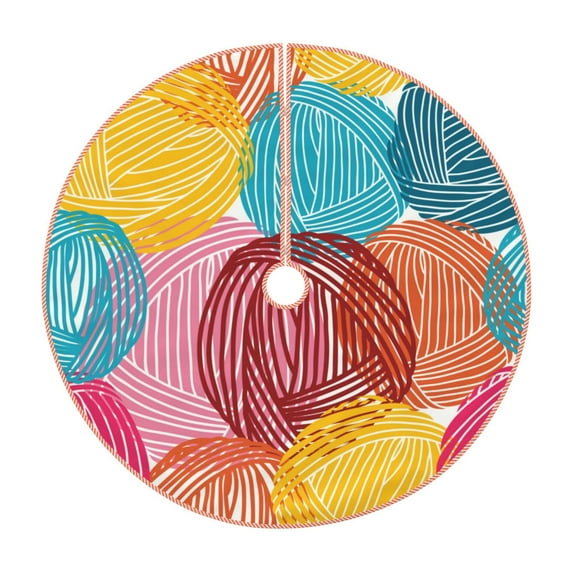 Kll Colorful Wool Balls Christmas Tree Skirt 48",Party Decorations Farmhouse For Christmas Decorations Holiday Party