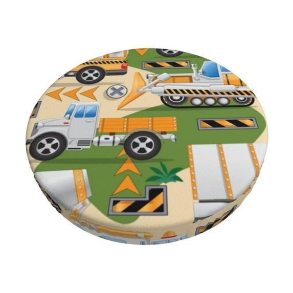 Kll Construction Machinery1 Round Bar Chair Cushion Cover 13 Inch,Bar Stool Protector With Elastic, Soft Washable
