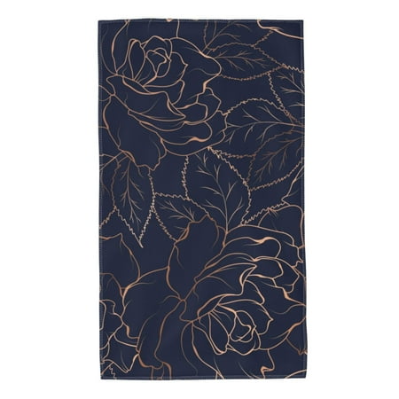 Kll Copper-Gold Gloss Outline Navy Dark Blue Ultra Absorbent & Soft Hand Towels For Bath, Hand, Face, Gym And Spa-27.5x16in