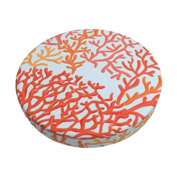 Kll Corals Round Bar Chair Cushion Cover 12 Inch,Bar Stool Protector With Elastic, Soft Washable