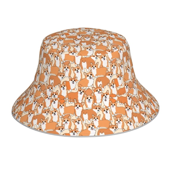 Kll Corgi Animal Bucket Hat For Women Men Packable Travel Beach Sun Hat Outdoor Rave Accessories Reflective Fisherman Cap
