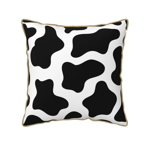 Kll Cow Print Black White Decorative Throw Pillow Covers Velvet Soft For Couch Sofa Bedroom Living Room Outdoor -20"X20"