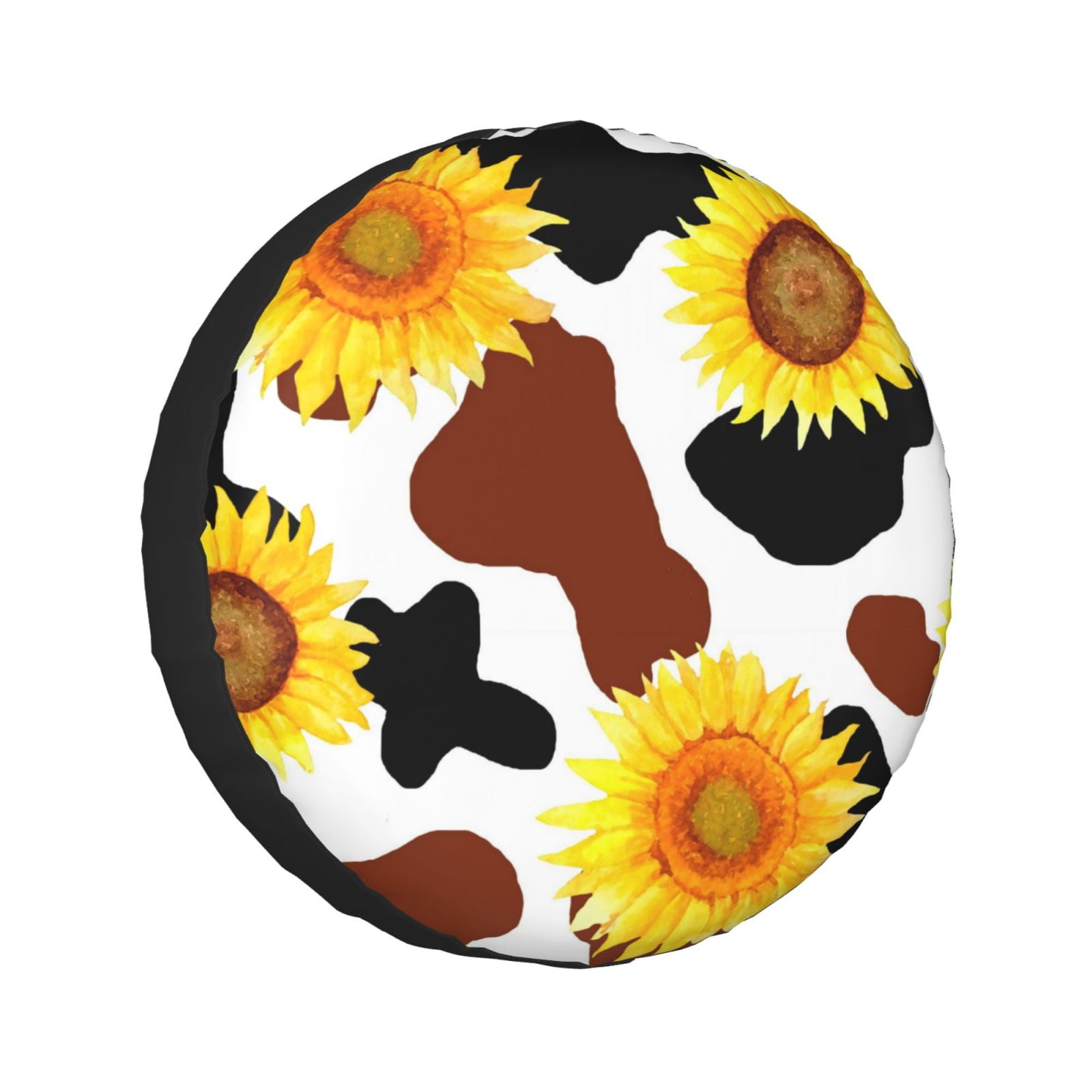 Kll Cow Print Sunflower Tire Cover,Universal Wheel Tire Cover For