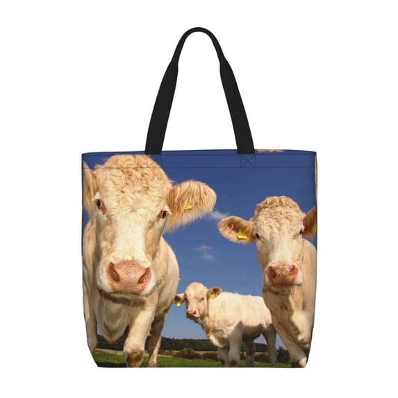 Kll Cows Cattles Pattern Aesthetic Tote Bag For Women Beach Bag Shopping Bags Shoulder Bag Reusable Grocery Bags