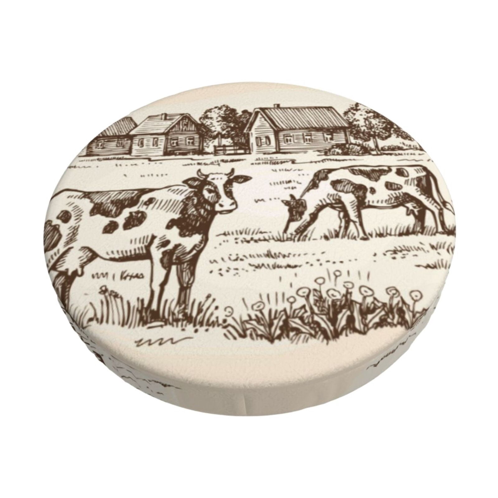 Cow Protector Kll Cows On The Farm Round Bar Chair Cushion Cover 12 Inch,Bar Stool ...