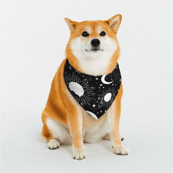 Kll Crescent And Stars Dog Bandanas,Triangle Reversible Pet Scarf For Small Medium Large And Extra Large Dogs-Medium