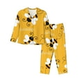 thumbnail image 1 of Kll Cute Bee Butterfly Yelllow Print Women'S Long Sleeve Pajamas With Pants Sleepwear Loungewear 2 Set-Large, 1 of 9
