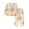 thumbnail image 1 of Kll Cute Bee Gnome Print Women'S Long Sleeve Pajamas With Pants Sleepwear Loungewear 2 Set-Small, 1 of 9