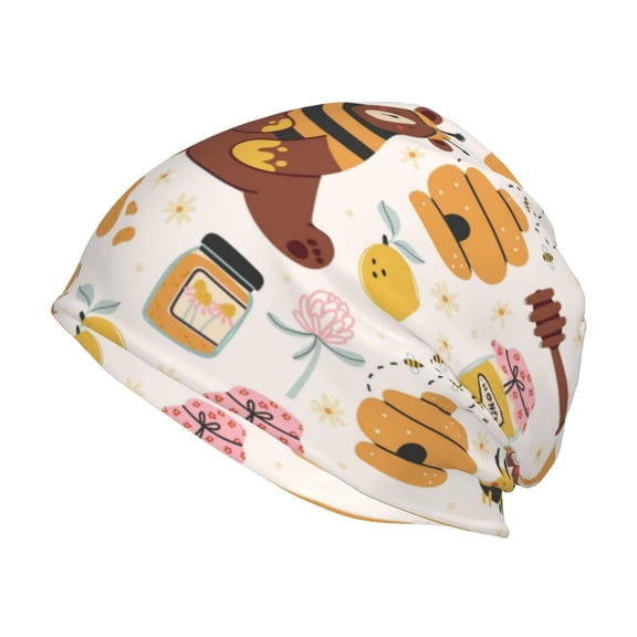 Kll Cute Bee Honey Jar Hive Bear Winter Fall Beanie Knit Hats For Men & Women - Warm & Soft Stylish Toboggan Caps For Cold Weather