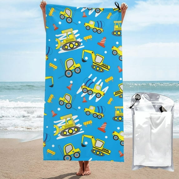 Kll Cute Car Cartoon Microfiber Beach Towel Fast Drying,Extra Large 31.5"X63" Sand Free Beach Towel Super Lightweight Towels