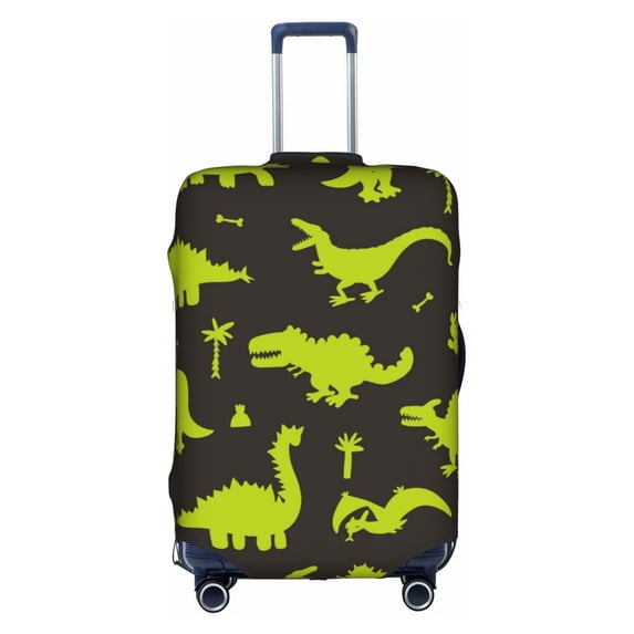 Kll Cute Cartoon Dinosaurs Green Silhouette Pattern Luggage Cover Suitcase Cover Suitcase Protector (Luggage not included)-Large
