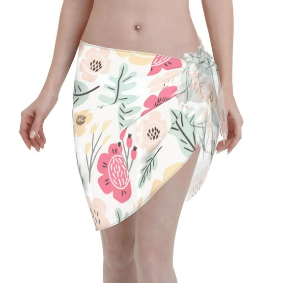 Kll Cute Cartoon Sloth Print Women'S Sarong Coverups Short Bathing Suit Wrap Skirt Beach Wrap Swimsuit Cover Ups