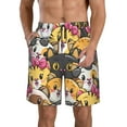 thumbnail image 1 of Kll Cute Cat Cartoon Men'S Casual Summer Beach Shorts Hawaiian Shorts With Pockets-Small, 1 of 9