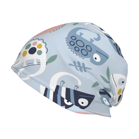 Kll Cute Chameleons On Blue Background Winter Fall Beanie Knit Hats For Men & Women - Warm & Soft Stylish Toboggan Caps For Cold Weather