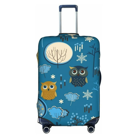 Kll Cute Colorful Owls And Trees Luggage Cover Suitcase Cover Suitcase Protector (Luggage not included)-Large