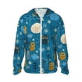 thumbnail image 1 of Kll Cute Colorful Owls And Trees Print Men'S Women’s Upf 50+ Sun Protection Outdoor Hoodie Jacket Long Sleeve Fishing Hiking Performance Shirt- Small, 1 of 8