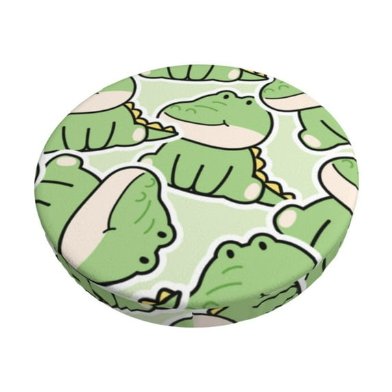 Kll Cute Crocodile Round Bar Chair Cushion Cover 12 Inch,Bar Stool Protector With Elastic, Soft Washable