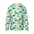thumbnail image 1 of Kll Cute Dinosaur Blue Green Print Men'S Women’s Upf 50+ Sun Protection Outdoor Hoodie Jacket Long Sleeve Fishing Hiking Performance Shirt- Medium, 1 of 8
