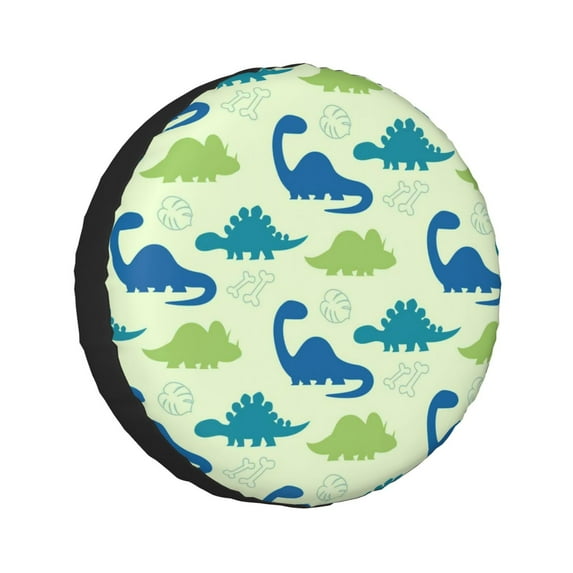 Kll Cute Dinosaur Blue Green Tire Cover,Universal Wheel Tire Cover For Trailer, Rv, Suv, Truck,Camper And Many Vehicle,(15 Inch)