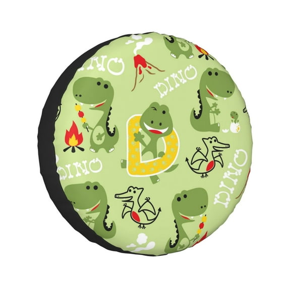 Kll Cute Dinosaurs Cartoon Tire Cover,Universal Wheel Tire Cover For Trailer, Rv, Suv, Truck,Camper And Many Vehicle,(15 Inch)