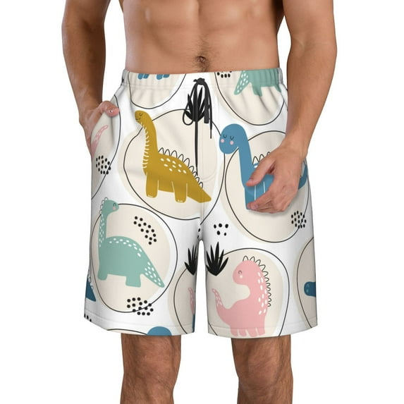Kll Cute Dinosaurs Men'S Casual Summer Beach Shorts Hawaiian Shorts With Pockets-Xx-Large