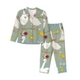 thumbnail image 1 of Kll Cute Farm Birds Print Women'S Long Sleeve Pajamas With Pants Sleepwear Loungewear 2 Set-Medium, 1 of 9