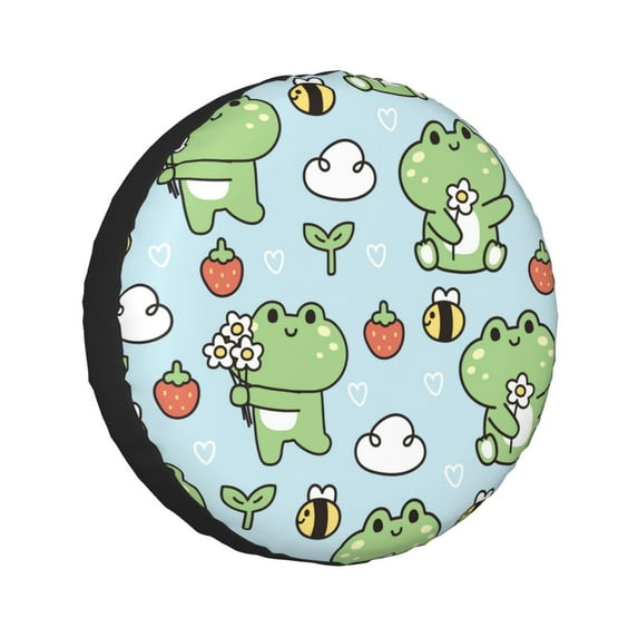 Kll Cute Floral Frog Tire Cover,Universal Wheel Tire Cover For Trailer, Rv, Suv, Truck,Camper And Many Vehicle,(14 Inch)